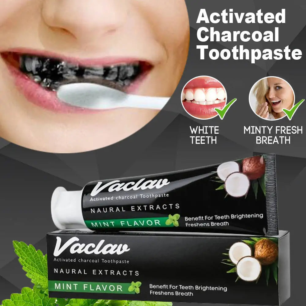 Teeth Whitening Activated Charcoal Mint Flavor Toothpaste Natural Toothpaste, Removes Plaque, No Artificial Colors